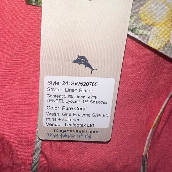 NWT TOMMY BAHAMA Poloma Coast Linen Blend Blazer Size Small - Picture 7 of 7